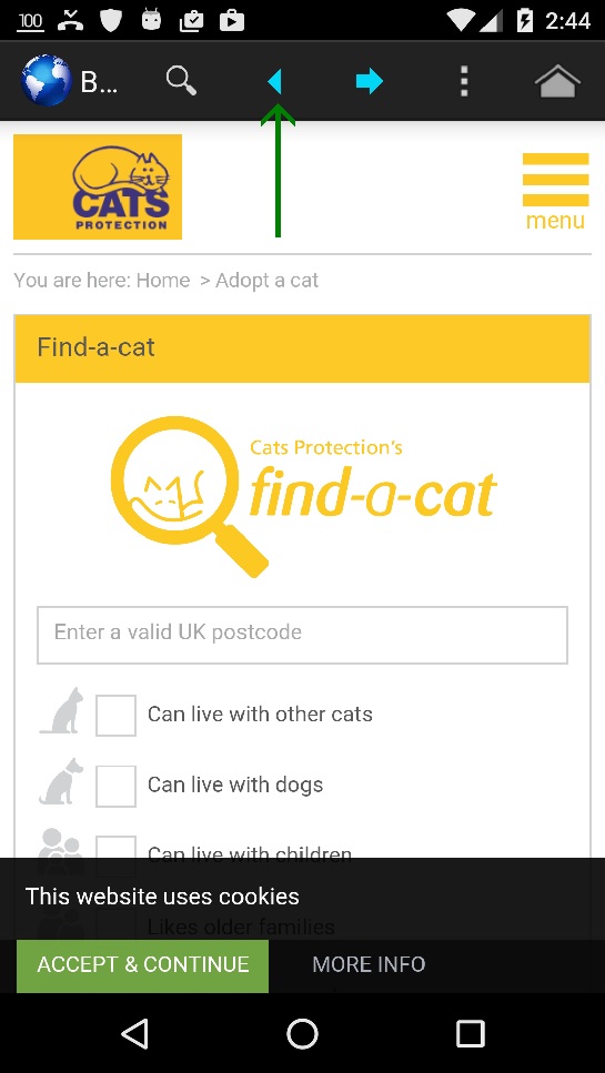 GamBlock® How does the GamBlock® Mobile Browser back button work?