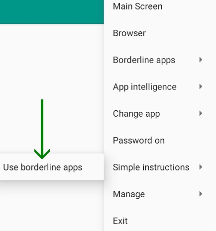 Borderline apps menu