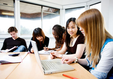 students studying together